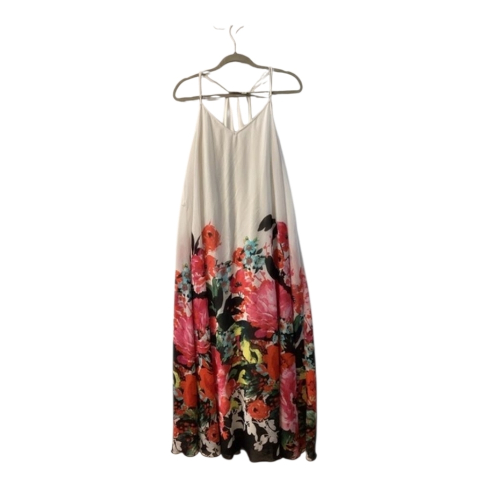 Bisou Bisou White Floral Halter‎ Maxi Dress